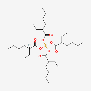 Struktura - Hexanoic acid, 2-ethyl-, 1,1′,1′′,1′′′-tetraanhydride with silicic acid (H4SiO4), Nominally 75% in ethanol